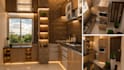 design a functional kitchen interior with smart storage solutions