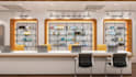 reset 3d retail pharmacy, healthcare interior, store layout, cgi counter render