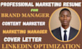 write  resume ats for marketing, advertising, and branding