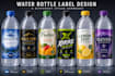 design water bottle label, juice label and beverage packaging