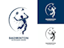 create jump smash badminton silhouette logo design
