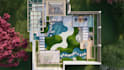 revamp 3d private courtyard, backyard oasis, garden landscape, hardscape render