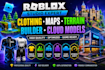 create roblox clothing, terrain, map, builder and studio cloud models