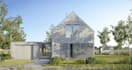 render tiny residence house 2d plan, accessory dwelling unit, prefab bunk cabin