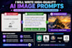 write high quality ai prompts and stunning ai generated images