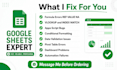 fix google sheets formulas, errors and apps script