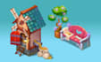 create stylized isometric game environment and assets