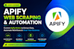 build apify web scraper, data extraction, apify automation and API integration