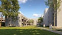 residential house development,modern townhouse,google earth map to site  render