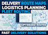 design delivery route maps, logistics planning and optimized fleet routing