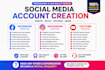 create and professionally setup social media accounts