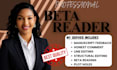 beta read your book and give professional reader feedback report