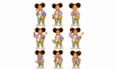 do unique children characters with turnaround, expression and pose sheet