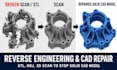 do reverse engineering cad model part stl to step file from 3d scan solidworks