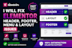 fix wordpress elementor header footer menu and layout issue