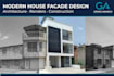 design modern house facade with realistic 3d rendering