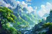 draw a natural landscape and background illustration
