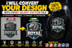 upscale image, vector trace logo and t shirt to print ready