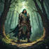 draw dnd character in environment scene forest dungeon or battlefield