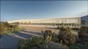 redesign 3d warehouse exterior, logistic center site layout render, internal cgi