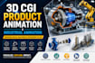 do 3d cgi product animation video and industrial animation