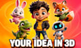 create cute 3d characters, mascot, cartoon, animals, modeling and chibi