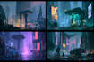 do cyberpunk futuristic city art