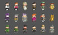 create pixel art character, 2d sprite sheet, game sprite and pixel animation
