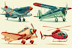 draw aircraft, airplane, helicopter into a vector cartoon