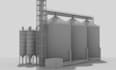 design a professional grain silo complex with 3d rendering