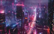 do cyberpunk futuristic city art