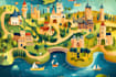 design a custom map, city illustration