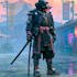 cyberpunk samurai street warrior art desing