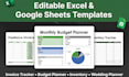 design editable excel or google sheet invoice tracker planner inventory template