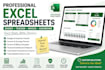 create editable excel spreadsheets, budget trackers, invoices and dashboards