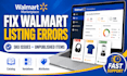 fix walmart listing errors and sku issues