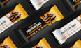 design premium protein bar, chocolate, snack and wrapper packaging