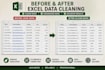 do expert excel data cleaning, formatting, and deduplication