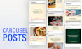 social media posts, instagram posts, facebook ads and carousel