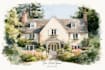 create a watercolor house portrait from your image