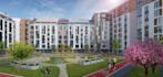 visualized exterior courtyard for multi building complex,landscape design,render