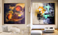 create handmade abstract and calligraphy paintings on canvas