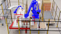 create industrial robotic arm automation and factory robot animation