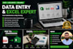 microsoft excel data entry, PDF to excel, and copy paste