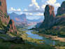 create stunning fantasy landscape, background illustration
