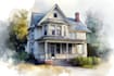 house in watercolor painting style