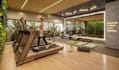 render gym interior layout, home gym 3d visual,functional fitness room 3d design