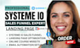 build systeme io website, systeme io landing page, systeme io sales funnel