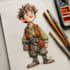 professional watercolor character design and illustration