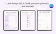 design self care planner, journal, and tracker in canva